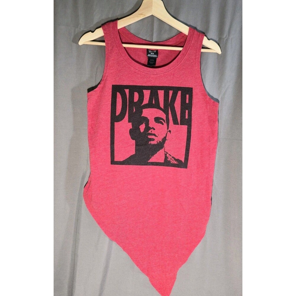Bravado Drake Graphic Tank Top Red Asymmetrical Hem Streetwear Women's Size M